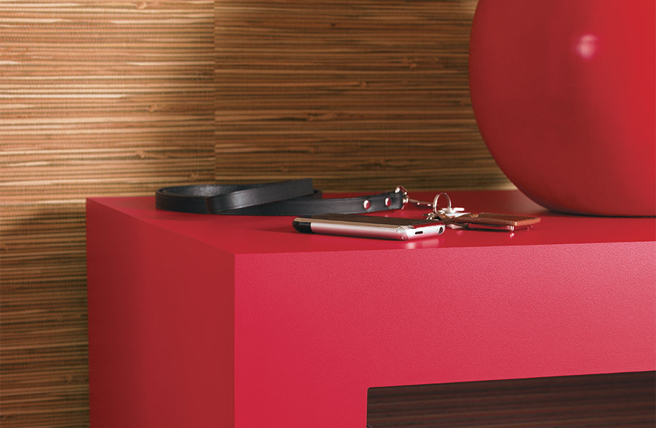 Bright red Mud room Shelf 